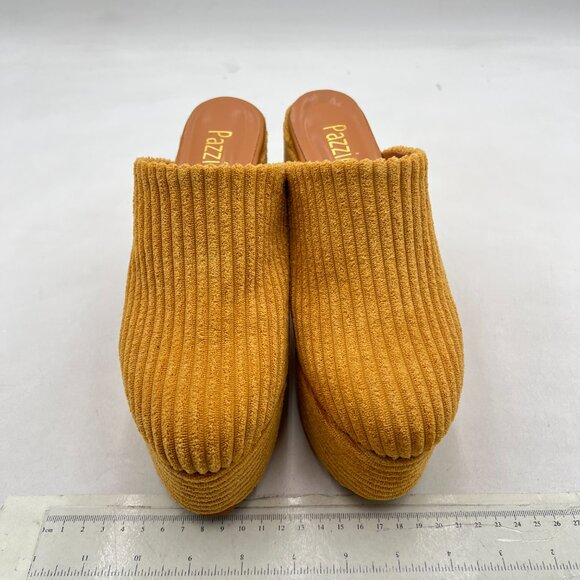 Pazzion Goldenrod Platform Round Toe Mules Clogs Slip On Chunky Heel Slipper - Picture 2 of 7